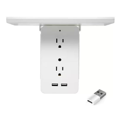 6-Outlet Cordless Wall Extender with 2-USB Ports and 1-USBC Adapter