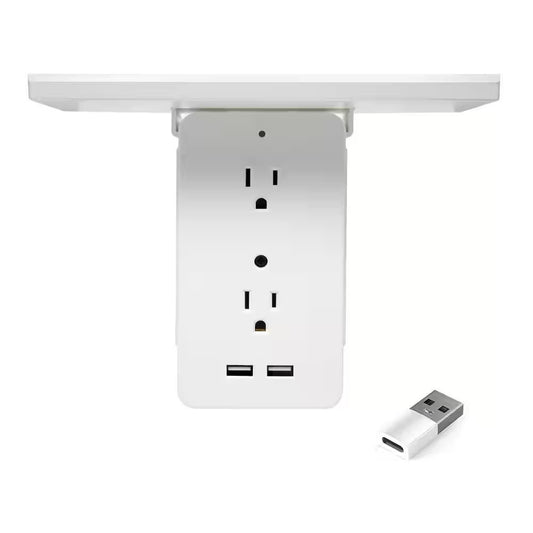 6-Outlet Cordless Wall Extender with 2-USB Ports and 1-USBC Adapter