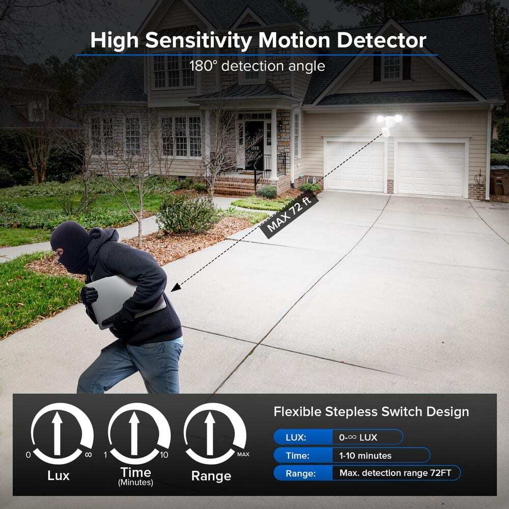 3000 Lumens 5000K White Motion Sensing Dusk to Dawn Integrated LED Flood Light