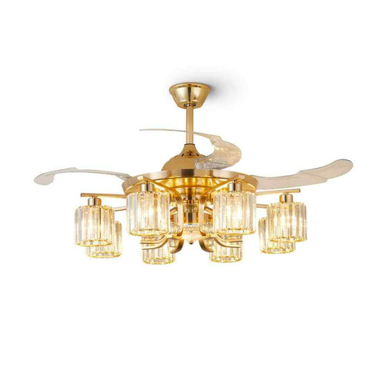 Depuley 48 in. 8-Light Gold Ceiling Fan w/ Remote Crystal Retractable Fandelier