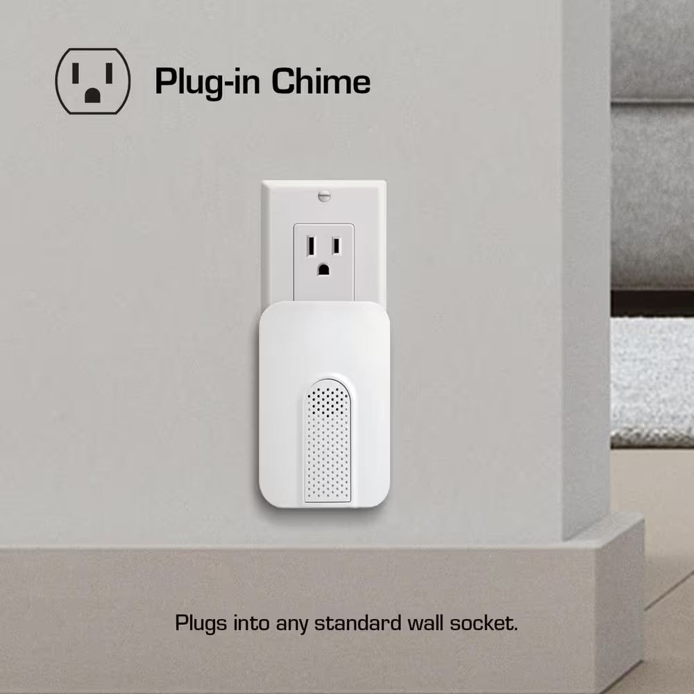 Defiant Wireless Plug-In Doorbell Kit with White Insert and 1 Push Button White
