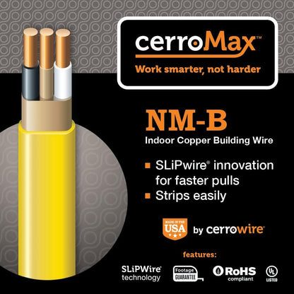 25 ft. 14/3 White Solid CerroMax SLiPWire Copper NM-B Wire