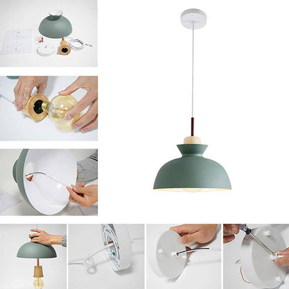1-Light Green Bowl Pendant Scandinavian Hanging Pendant Ceiling Light Fixture