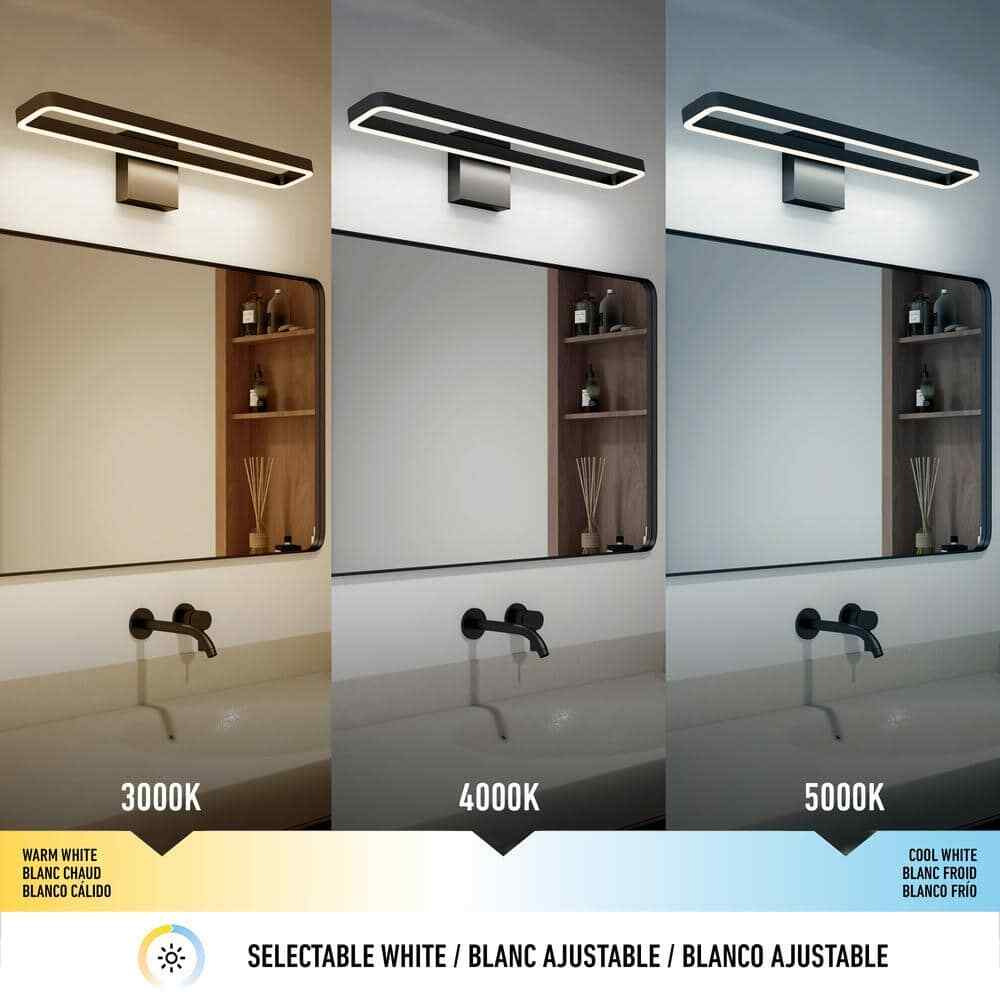 Artika Hinge 27" 1-Light Black Modern LED 3 CCT Vanity Light Bar for Bathroom