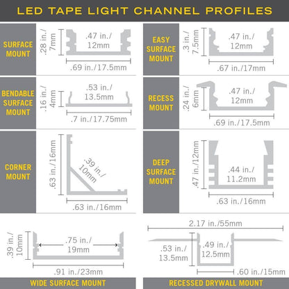 *10 PACK* RibbonFlex PRO Recess Mount LED Tape Light Channel, 39"  each, Silver
