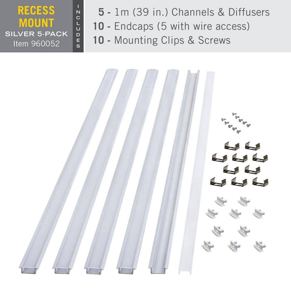 *10 PACK* RibbonFlex PRO Recess Mount LED Tape Light Channel, 39"  each, Silver