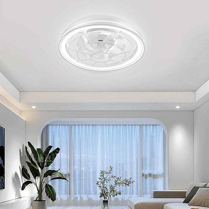 BICIK Flush Mount Smart White Invisible Blade Ceiling Fan w/ Light & Remote