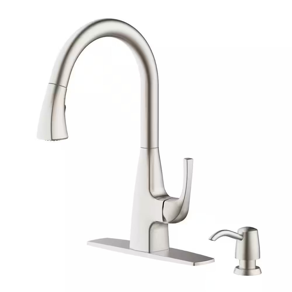 Calandine Pull-Down Sprayer Kitchen Faucet soap dispenser, Spot Resist Stainless