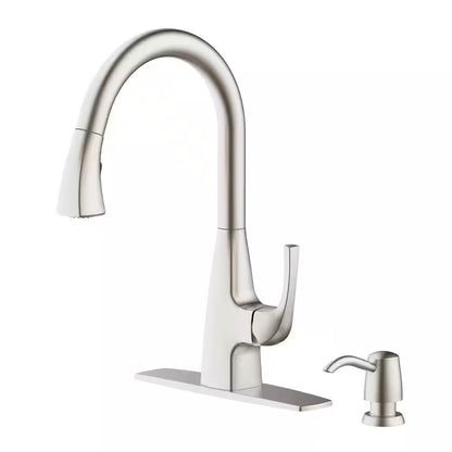 Calandine Pull-Down Sprayer Kitchen Faucet soap dispenser, Spot Resist Stainless