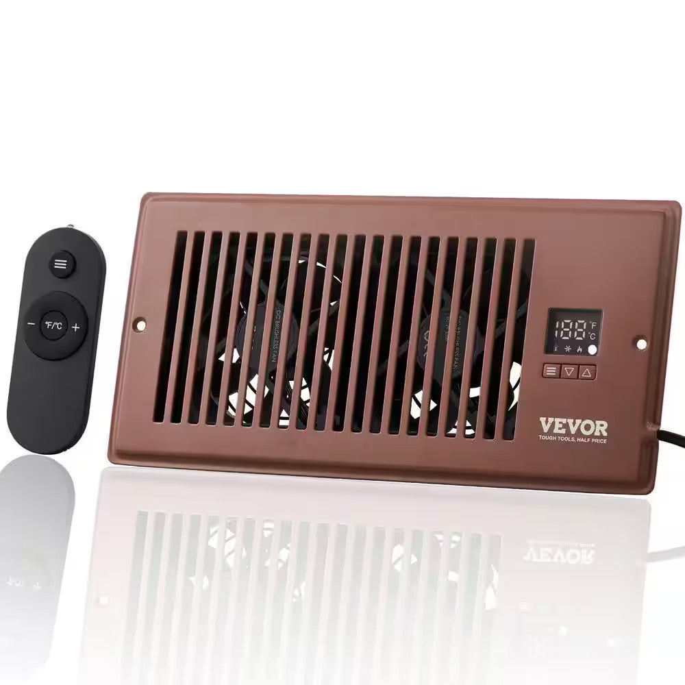 BROWN VEVOR Register Booster Fan Quiet Smart Vent Fits 4x10 in Heating Cooling