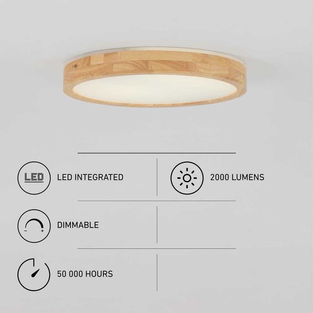 Artika Dryad 15 in. 30 Watt Modern Wood LED Flush Mount Ceiling Light Fixture