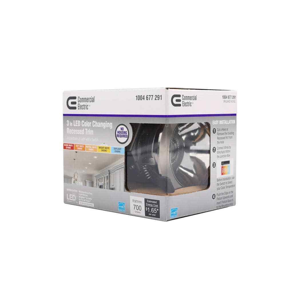 Commercial Electric 3 in. Integrated LED Canless Recessed Light Brushed Nickel