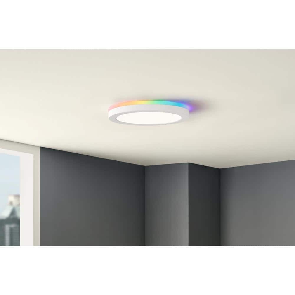 Commercial Electric Smart Flush Mount 13in Matte White 1006486536
