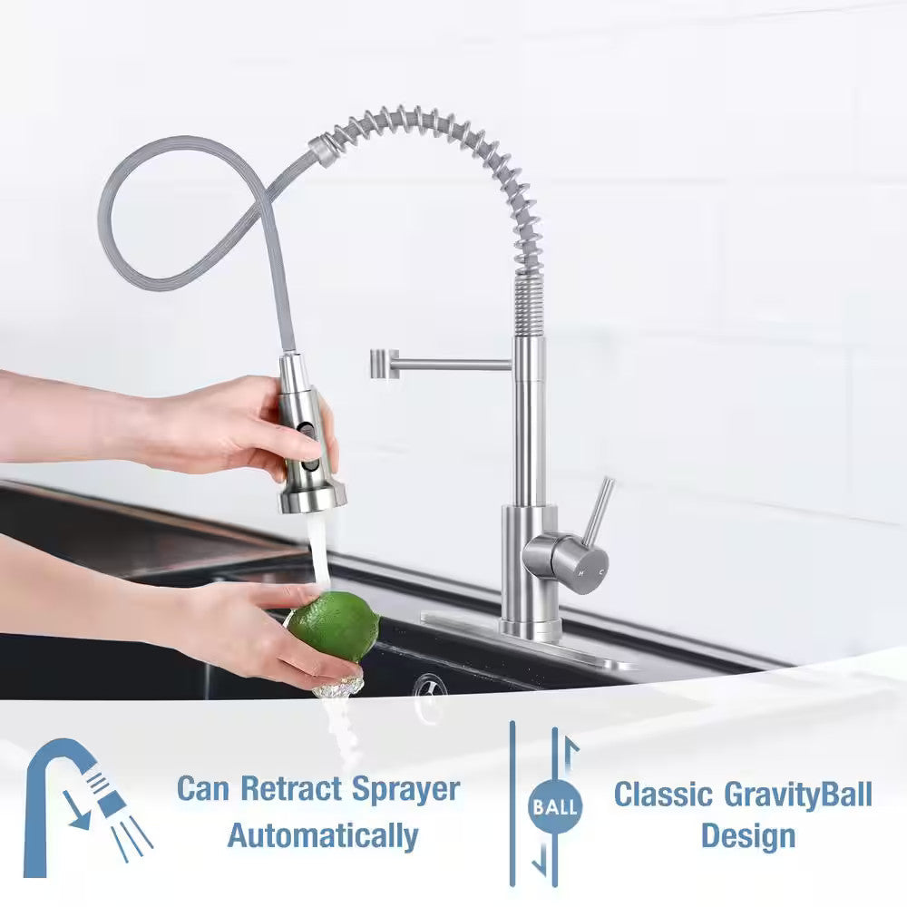 AKLFGN Kitchen Faucet Pull Out Sprayer Kitchen Faucet, Deckplate, Brushed Nickel