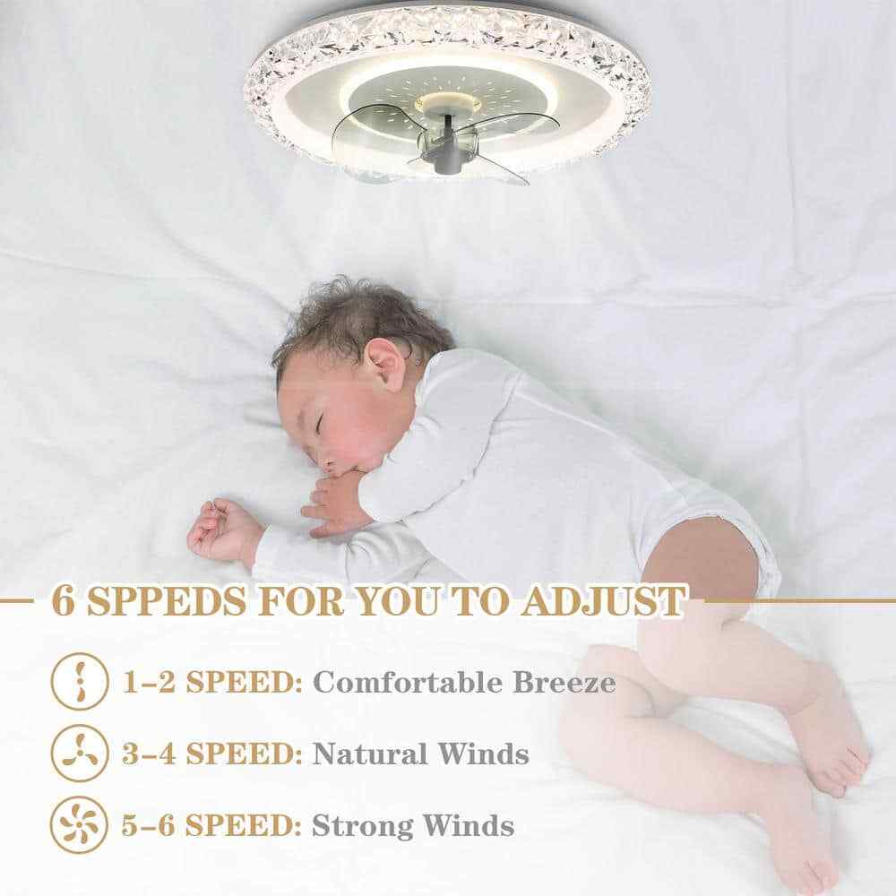 Bella Depot 20 in Crystal White Ceiling Fan LED Light Fandelier w/ Remote 