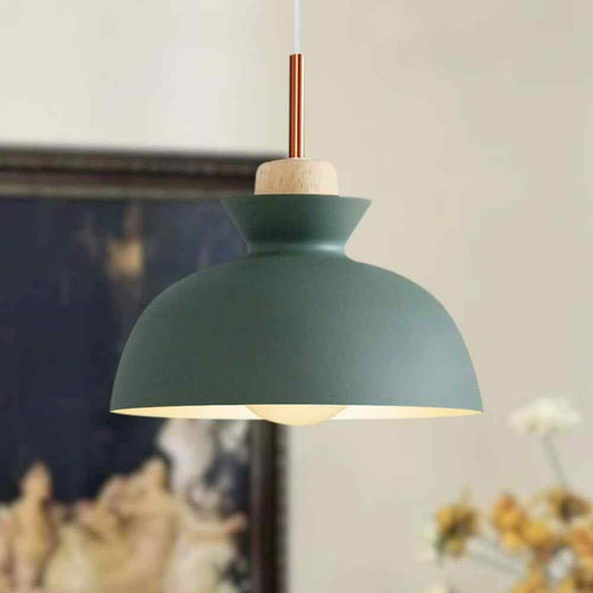 1-Light Green Bowl Pendant Scandinavian Hanging Pendant Ceiling Light Fixture