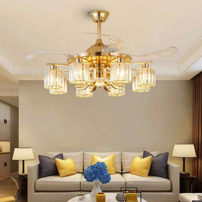 Depuley 48 in. 8-Light Gold Ceiling Fan w/ Remote Crystal Retractable Fandelier