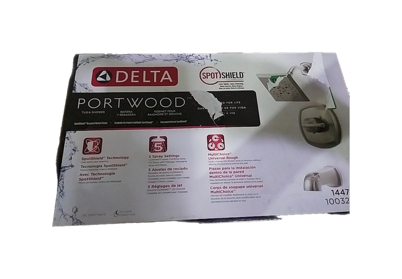 Delta Portwood 1 Handle Tub  Shower Faucet Kit Brushed Nickel 144770-SP
