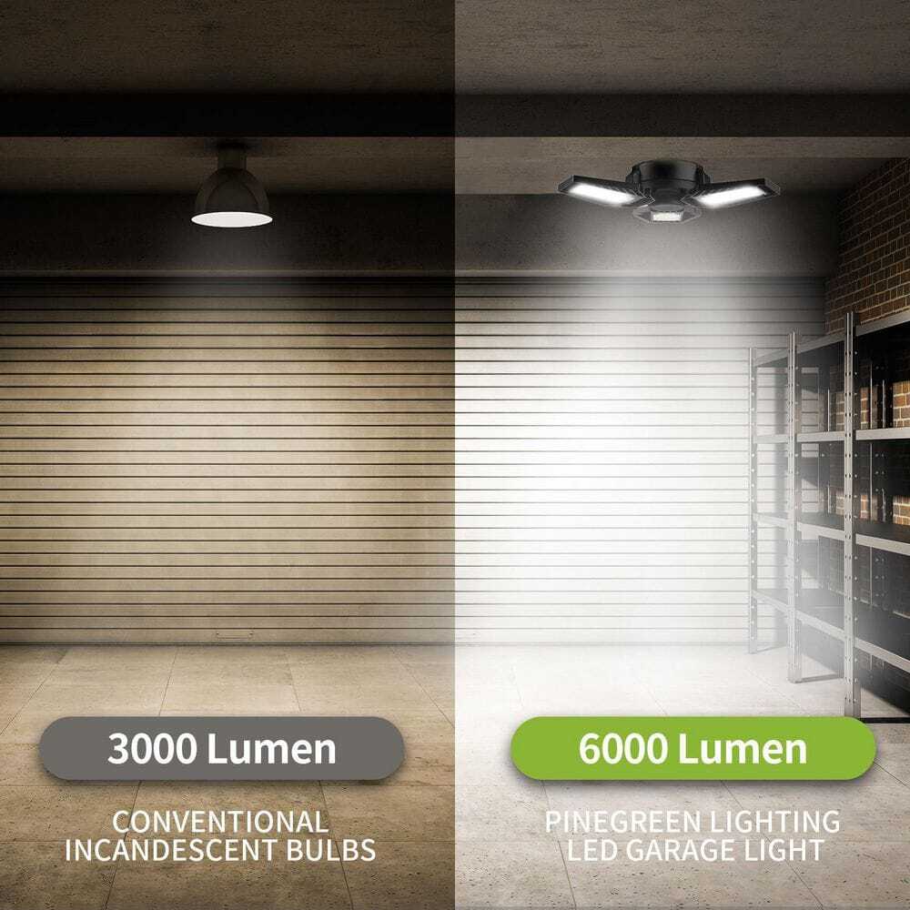 350-Watt Equivalent 6000 Lumen Foldable Garage LED Light Bulb E26 5000K CCT