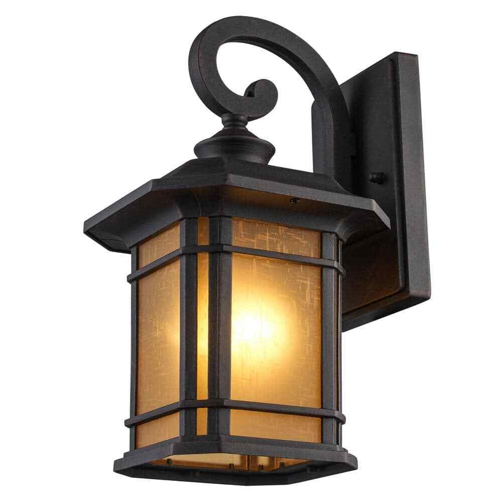 Bel Air Lighting San Miguel 12.5" Rust Outdoor Wall Light Fixture w/ Tea Glass