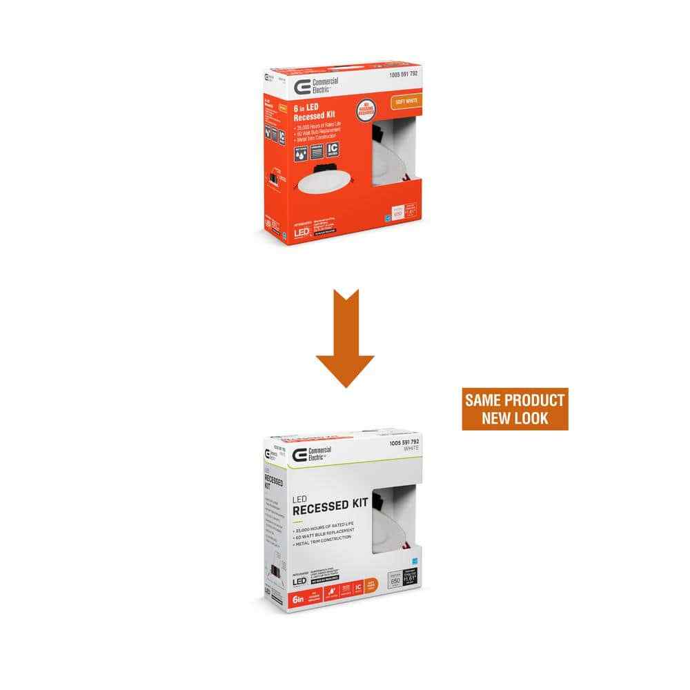 Commercial Electric 6 in. White Flush Round Wet Rated LED Recessed Lighting Kit