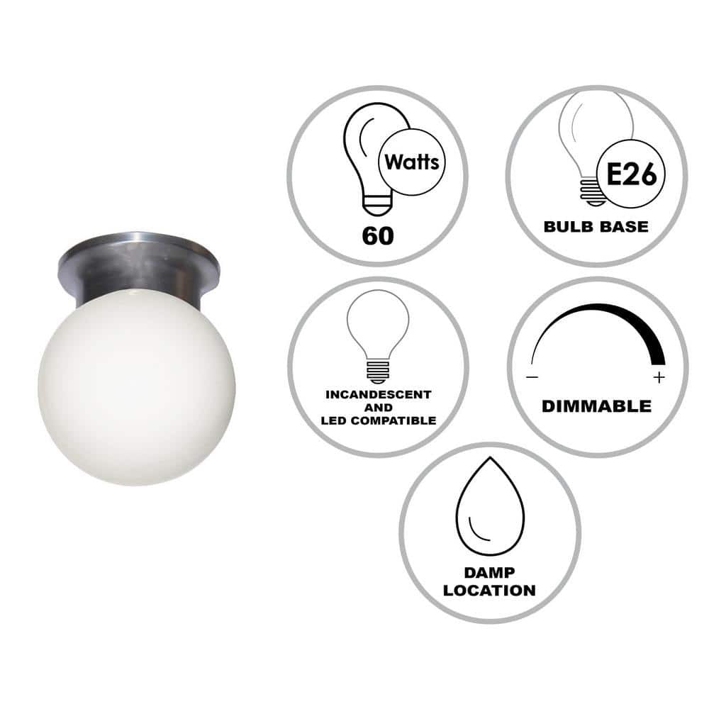 Bel Air Lighting Dash 6 in 1-Light Brushed Nickel Flush Mount Fixture Opal Glass