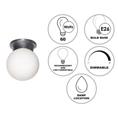 Bel Air Lighting Dash 6 in 1-Light Brushed Nickel Flush Mount Fixture Opal Glass