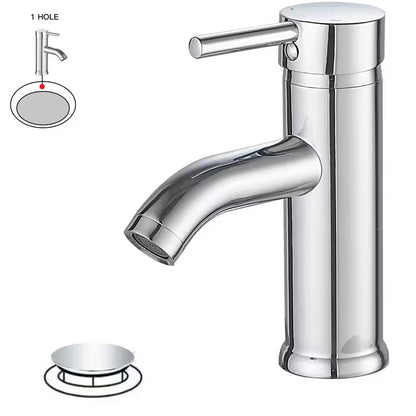 BWE Single Hole Single-Handle Bathroom Faucet With Pop Up Drain Polished Chrome