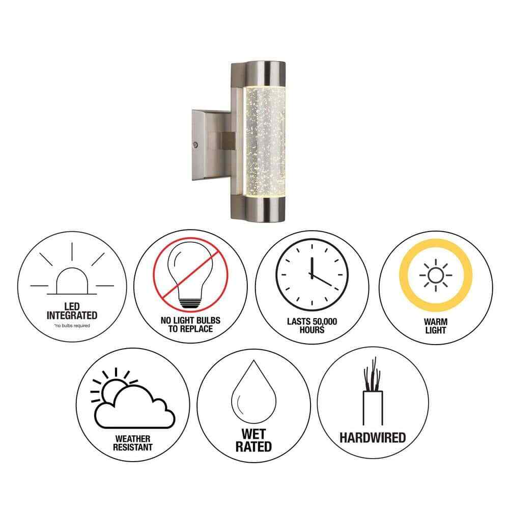 Artika Essence Steel Bubble Glass LED Outdoor Garage and Porch Cylinder Light 