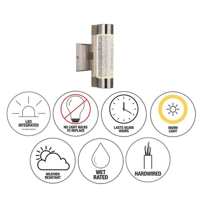 Artika Essence Steel Bubble Glass LED Outdoor Garage and Porch Cylinder Light 