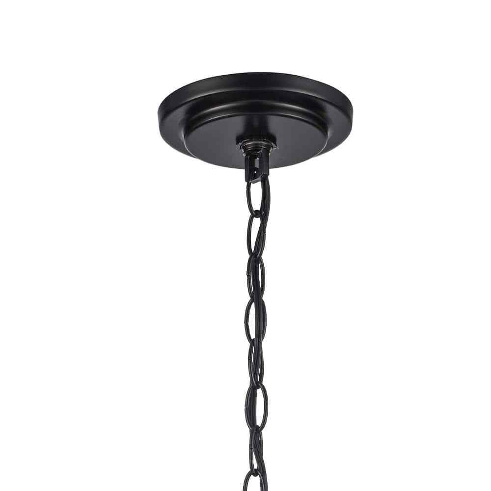 Bel Air Lighting Simi Black Chandelier Light Fixture w/ Seeded Glass Shades