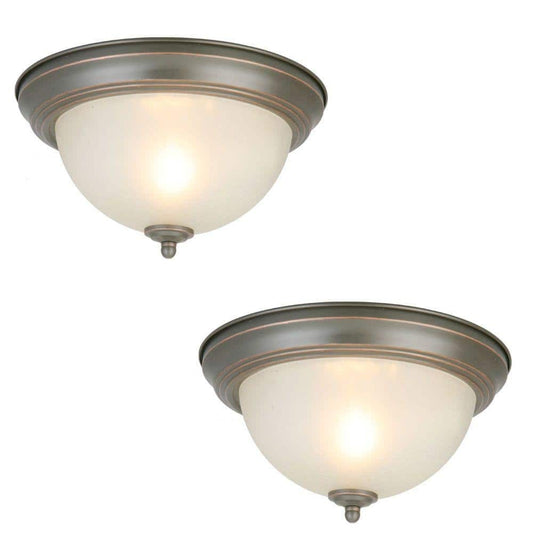 11 in. 1-Light Oil Rubbed Bronze Flush Mount 2-PACK