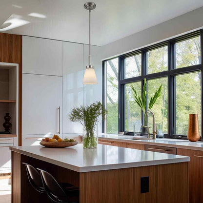 Bel Air Lighting Fifer Brushed Nickel Mini Pendant Light w/ Frosted Glass