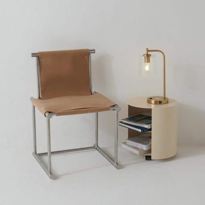 Brightech Table Lamp Glass Shade Fixture Metal in Brass w/ Built-In USB Port