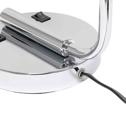 18.8 In. Chrome Industrial Iron Lantern Table Lamp w/ Glass Shade and USB Port 