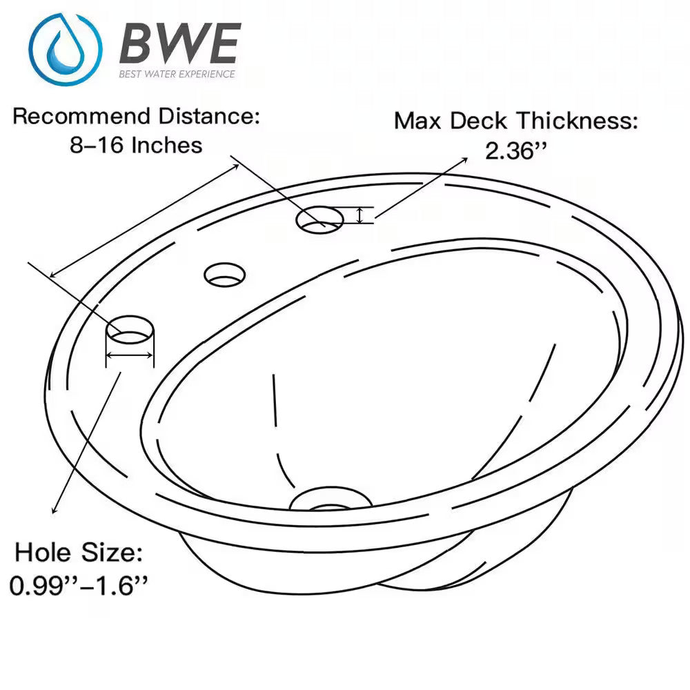 BWE A-96556-S-Black 8" Waterfall Widespread 2-Handle Bathroom Faucet + Pop Up BR