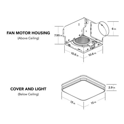 130 /160 CFM Ceiling Mount Room Side Installation Square Bathroom Exhaust Fan
