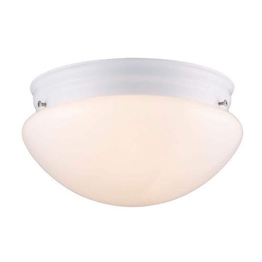 Bel Air Lighting Dash 10 in. 2-Light White Flush Mount Ceiling Light Opal Glass
