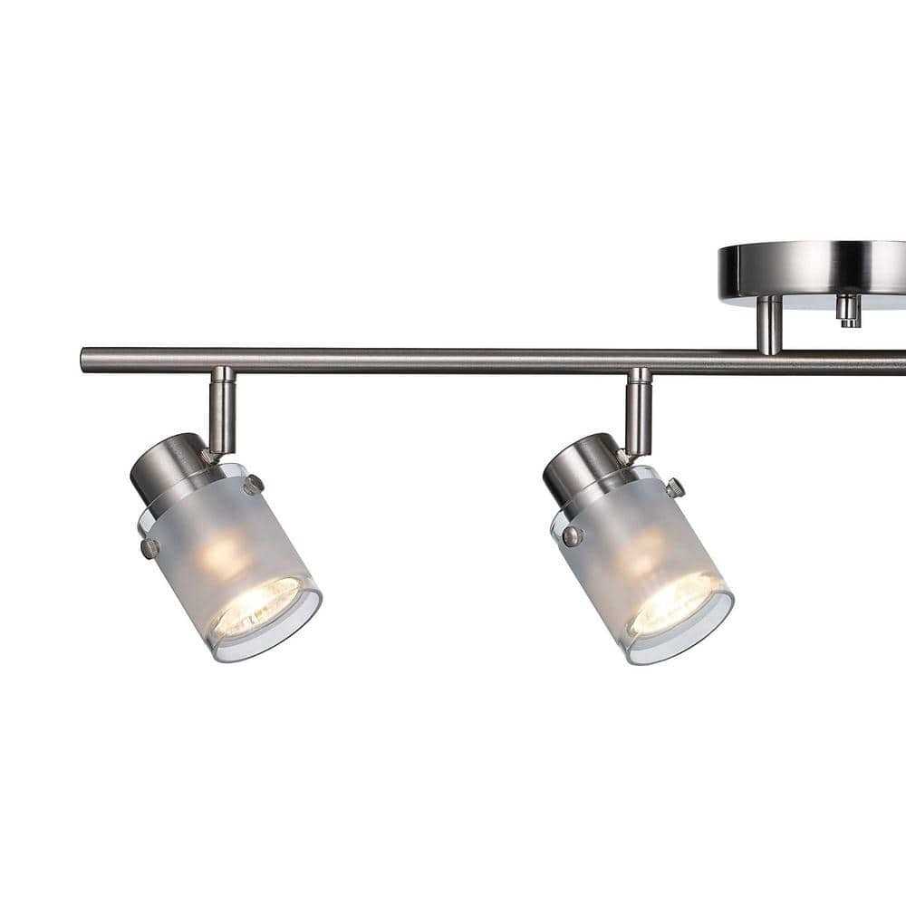 Bel Air Lighting 29" 4-Light Brushed Nickel Track Light Frosted Glass Shades