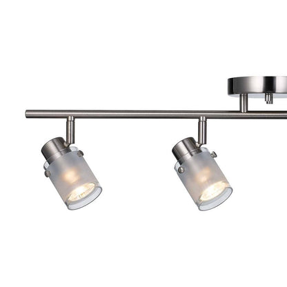 Bel Air Lighting 29" 4-Light Brushed Nickel Track Light Frosted Glass Shades