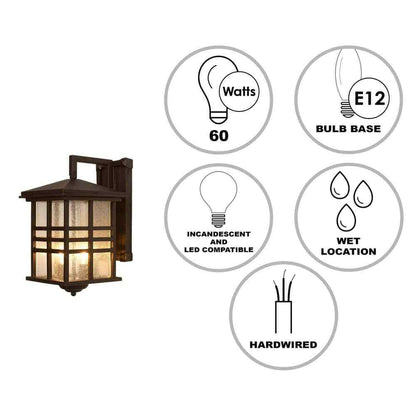 Bel Air Lighting Huntington Bronze Outdoor Wall Light Fixture w/ Seeded Glass