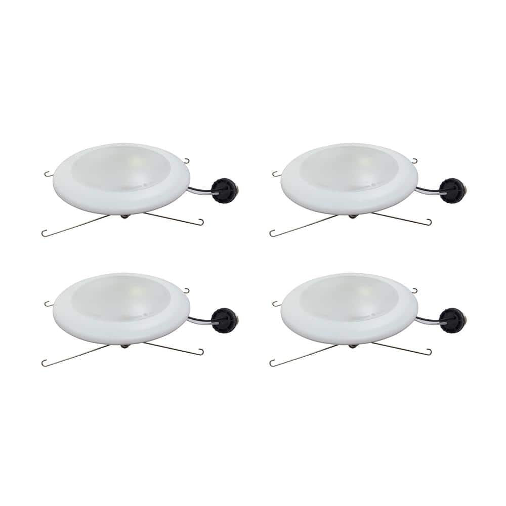 7.5 in. Trim 3000K 40-Watt Eq. Disk Light J-Box or Recessed Can Mounted (4-Pack)