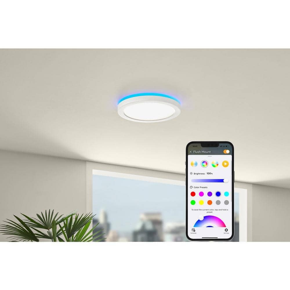 Commercial Electric Smart Flush Mount 13in Matte White 1006486536