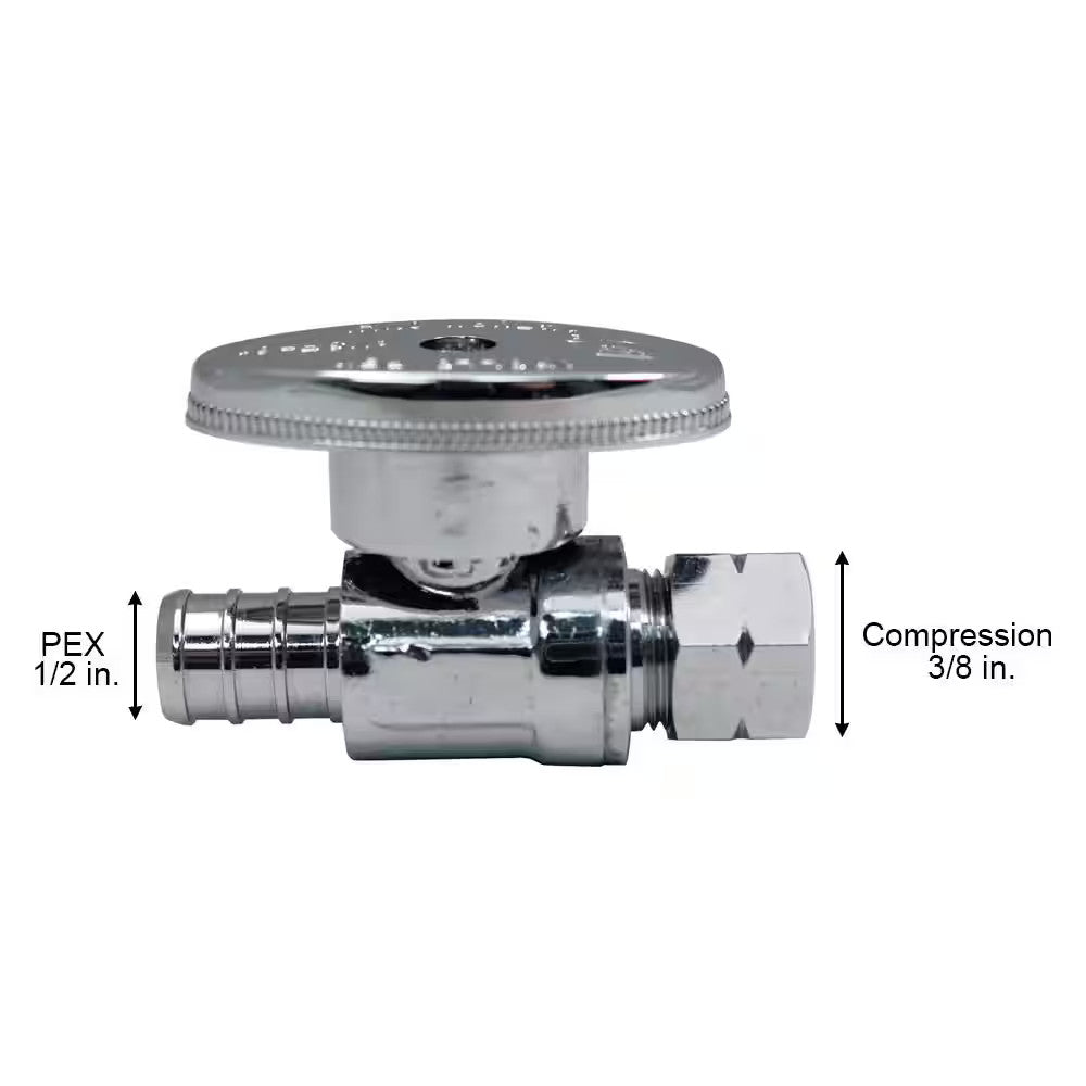 6 Pk Apollo APXVS1238C6JR 1/2" Brass PEX-B Barb x 3/8" Comp Straight Stop Valve