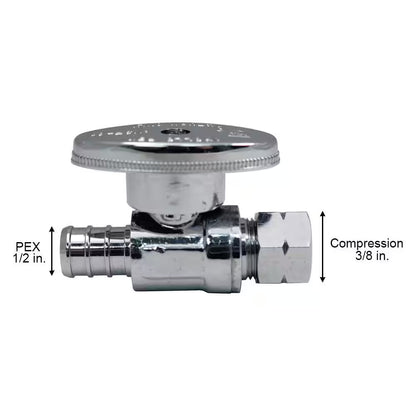 6 Pk Apollo APXVS1238C6JR 1/2" Brass PEX-B Barb x 3/8" Comp Straight Stop Valve