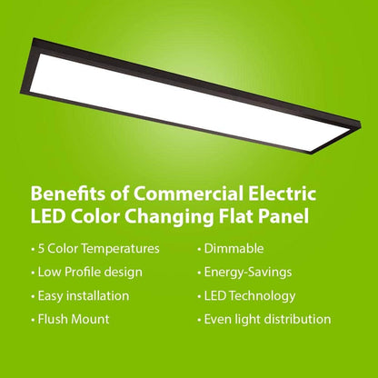 *2 PACK* CE 1x4 ft. 4000 Lumens Matte Black LED Flat Panel Ceiling Lights 5CCT