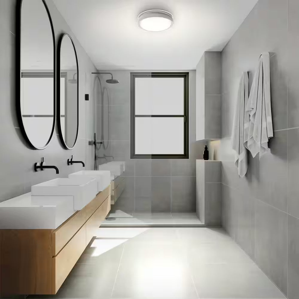 80/110 CFM Ceiling Mount Room Side Installation Round Bathroom Exhaust Fan w/LED