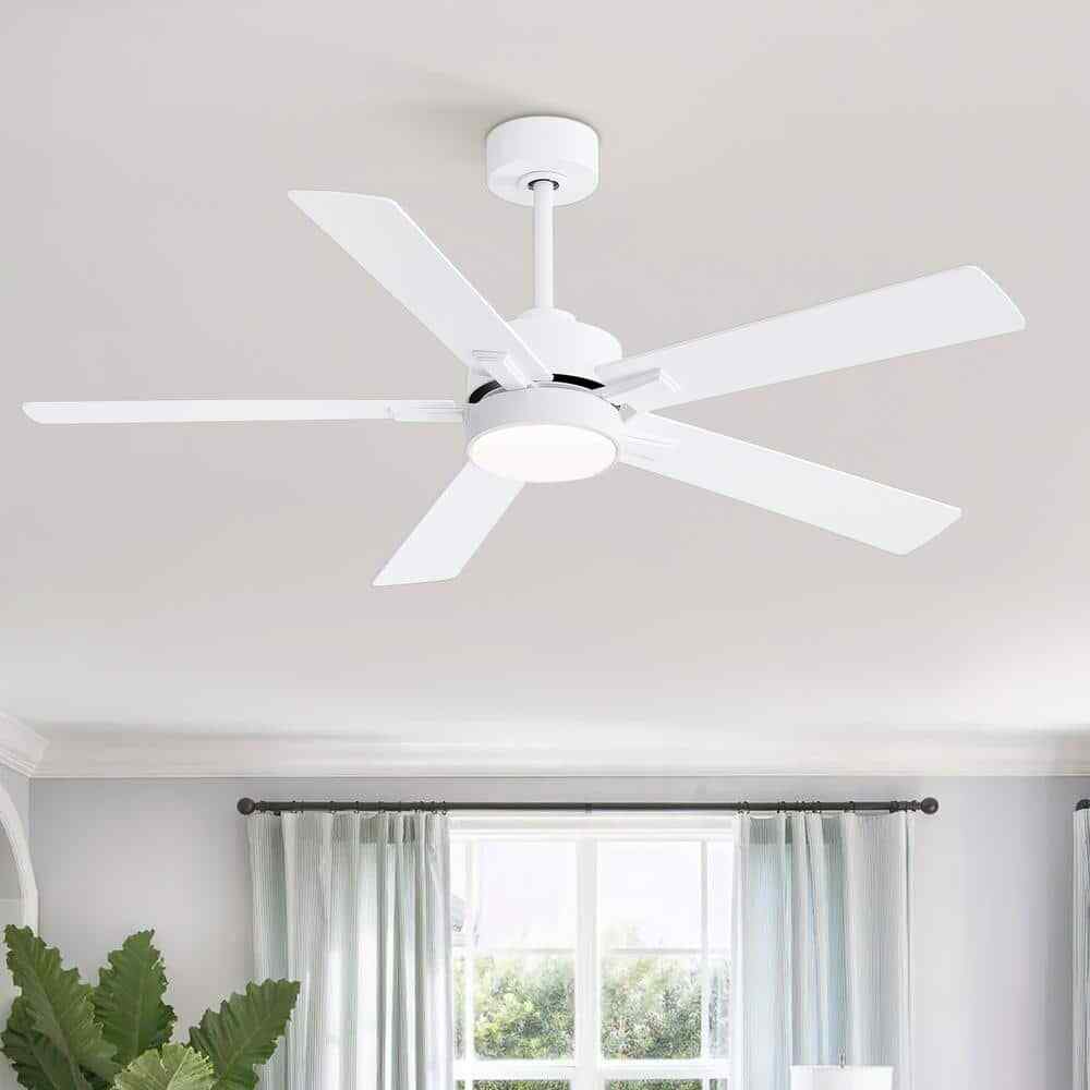 Breezary Charlie 52 in. LED Indoor White Ceiling Fans w/ Light & Remote Control