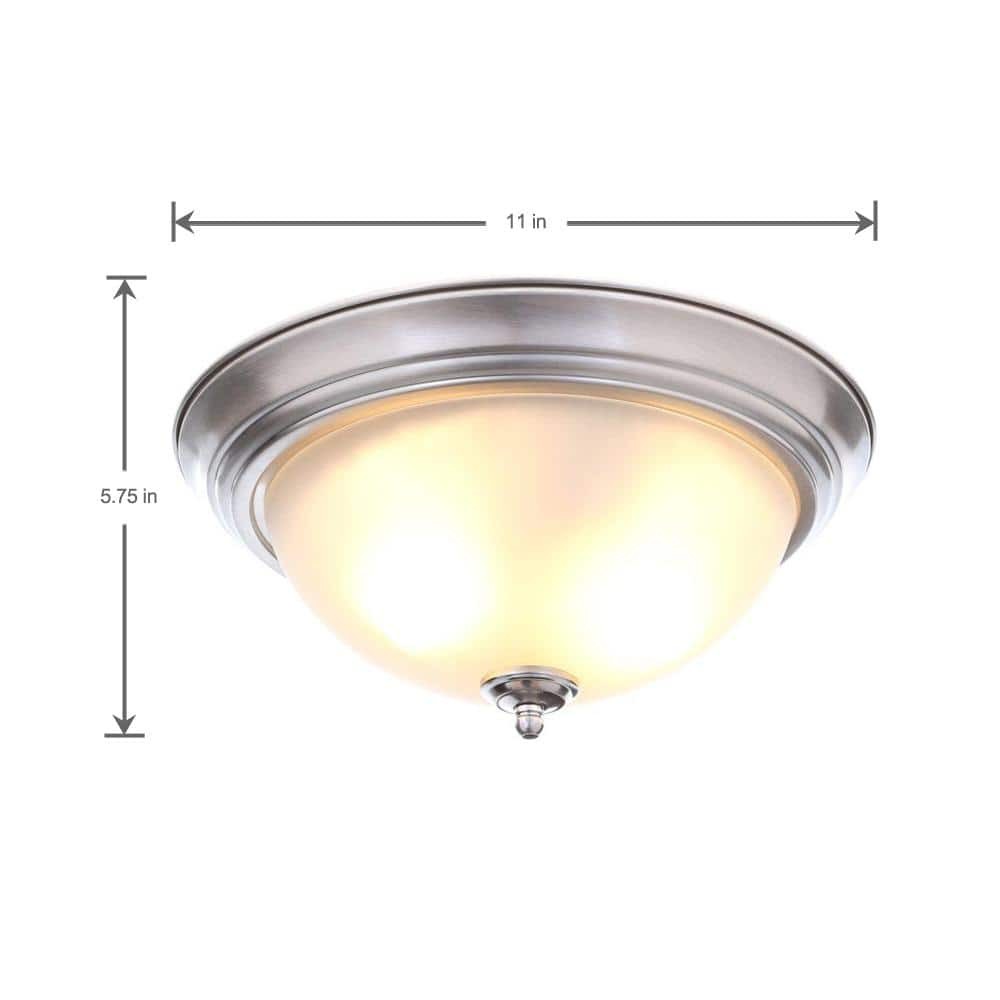 Commercial Electric 11 in. Brushed Nickel Flush Mount Frosted Glass Shade 2-Pack