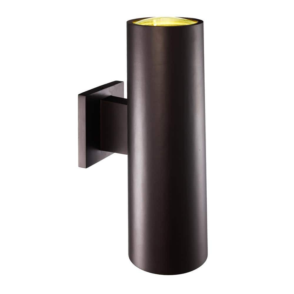 Bel Air Lighting Cali 2-Light Large Bronze Cylinder Outdoor Wall Light Fixture 